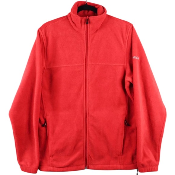 Columbia Jacket Mens Sz Small Red Flanker Full Zip Fleece Polyester Embroidered‎ - Picture 1 of 6